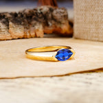 Classic Unique 3-Prong Pear Cut Sapphire Two stones Engagement Ring - Additional view