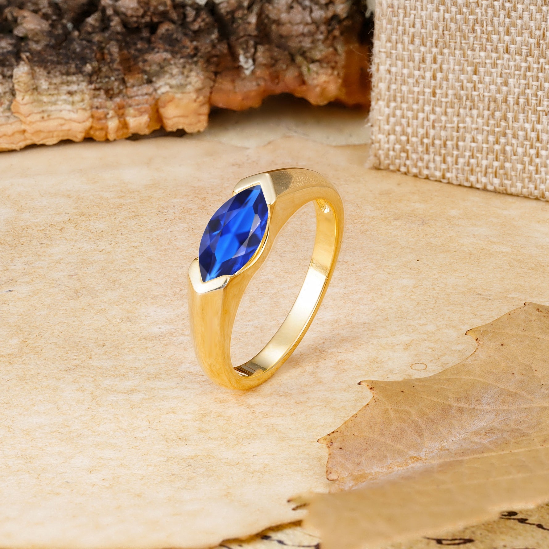 Classic Unique 3-Prong Pear Cut Sapphire Two stones Engagement Ring - Additional view