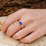 Classic Unique 3-Prong Pear Cut Sapphire Two stones Engagement Ring - Additional view