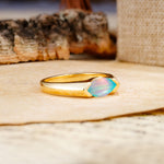 Classic Unique 3-Prong Pear Cut Fire Opal Two stones Engagement Ring - Additional view