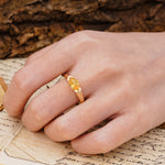 Classic Unique 3-Prong Pear Cut Citrine Two stones Engagement Ring - Additional view