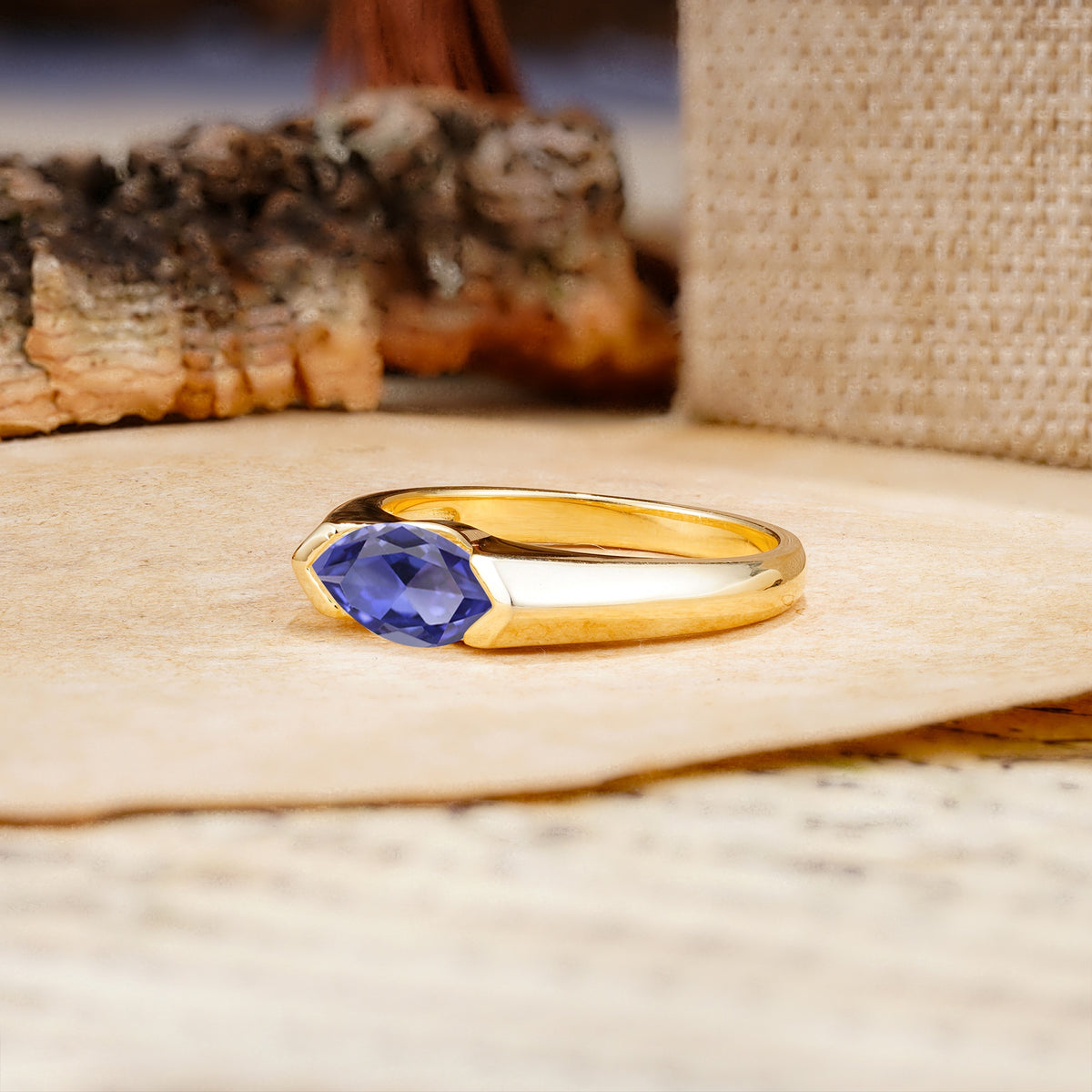 Classic Unique 3-Prong Pear Cut Tanzanite Two stones Engagement Ring - Additional view