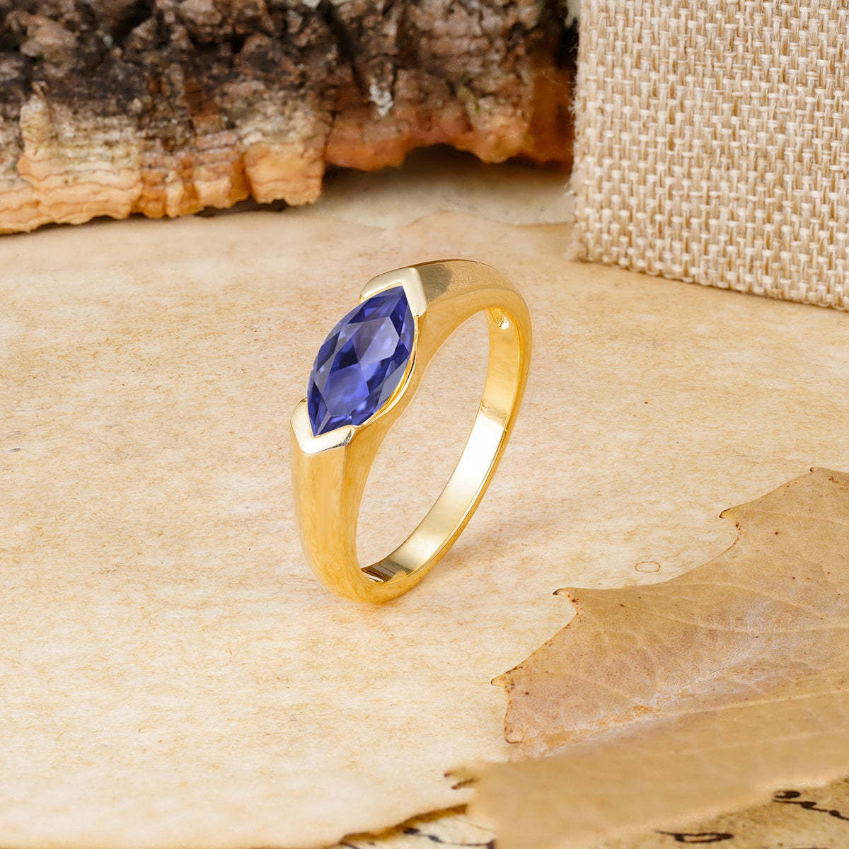 Classic Unique 3-Prong Pear Cut Tanzanite Two stones Engagement Ring - Additional view