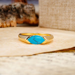 Classic Unique 3-Prong Pear Cut Turquoise Two stones Engagement Ring - Additional view