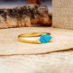 Classic Unique 3-Prong Pear Cut Turquoise Two stones Engagement Ring - Additional view