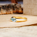 Classic Unique 3-Prong Pear Cut Moss Agate Two stones Engagement Ring - Additional view