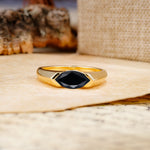 Classic Unique 3-Prong Pear Cut Black Onyx Two stones Engagement Ring - Additional view