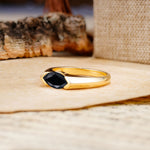 Classic Unique 3-Prong Pear Cut Black Onyx Two stones Engagement Ring - Additional view