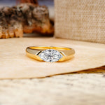 Classic Unique 3-Prong Pear Cut Lab Diamond Two stones Engagement Ring - Additional view