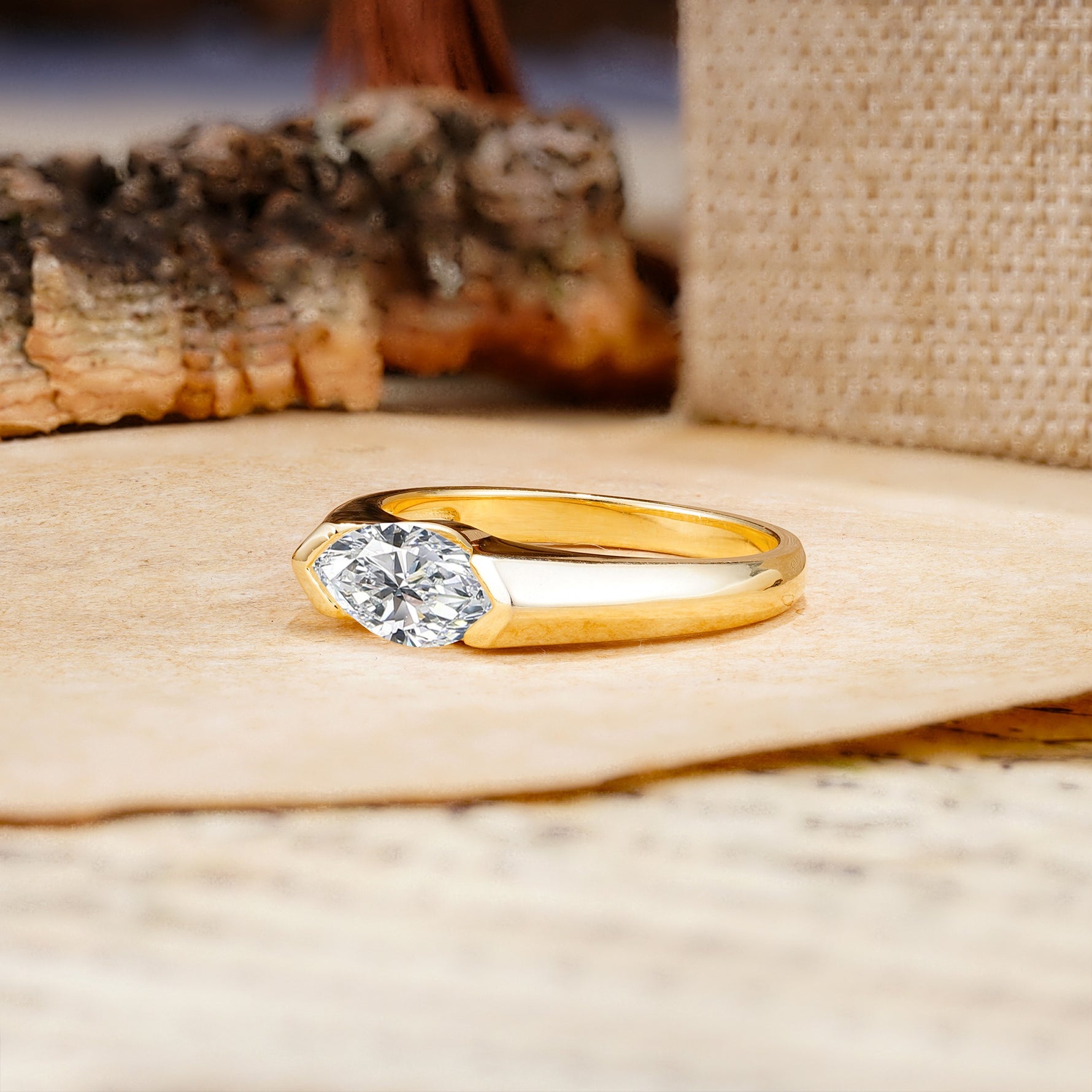 Classic Unique 3-Prong Pear Cut Lab Diamond Two stones Engagement Ring - Additional view