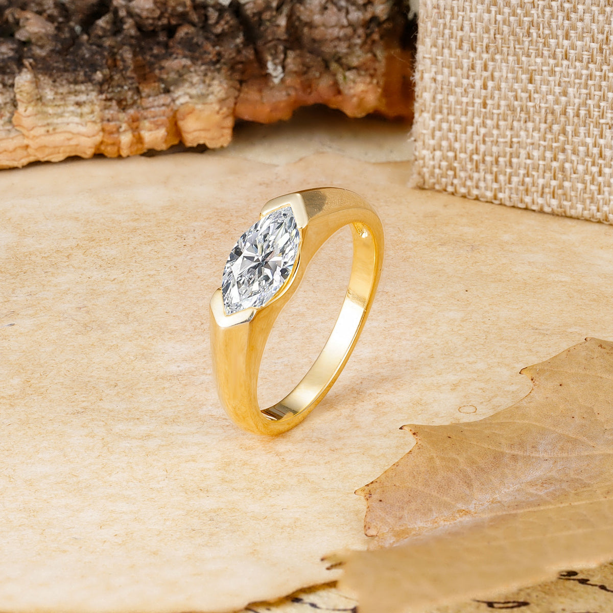 Classic Unique 3-Prong Pear Cut Lab Diamond Two stones Engagement Ring - Additional view