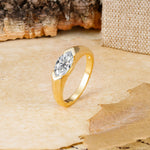 Classic Unique 3-Prong Pear Cut Lab Diamond Two stones Engagement Ring - Additional view