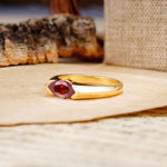 Classic Unique 3-Prong Pear Cut Garnet Two stones Engagement Ring - Additional view