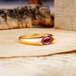 Classic Unique 3-Prong Pear Cut Garnet Two stones Engagement Ring - Additional view