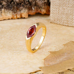 Classic Unique 3-Prong Pear Cut Garnet Two stones Engagement Ring - Additional view