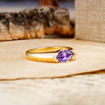 Classic Unique 3-Prong Pear Cut Amethyst Two stones Engagement Ring - Additional view