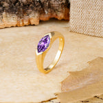 Classic Unique 3-Prong Pear Cut Amethyst Two stones Engagement Ring - Additional view