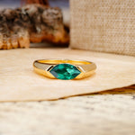 Classic Unique 3-Prong Pear Cut Emerald Two stones Engagement Ring - Additional view