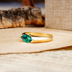 Classic Unique 3-Prong Pear Cut Emerald Two stones Engagement Ring - Additional view
