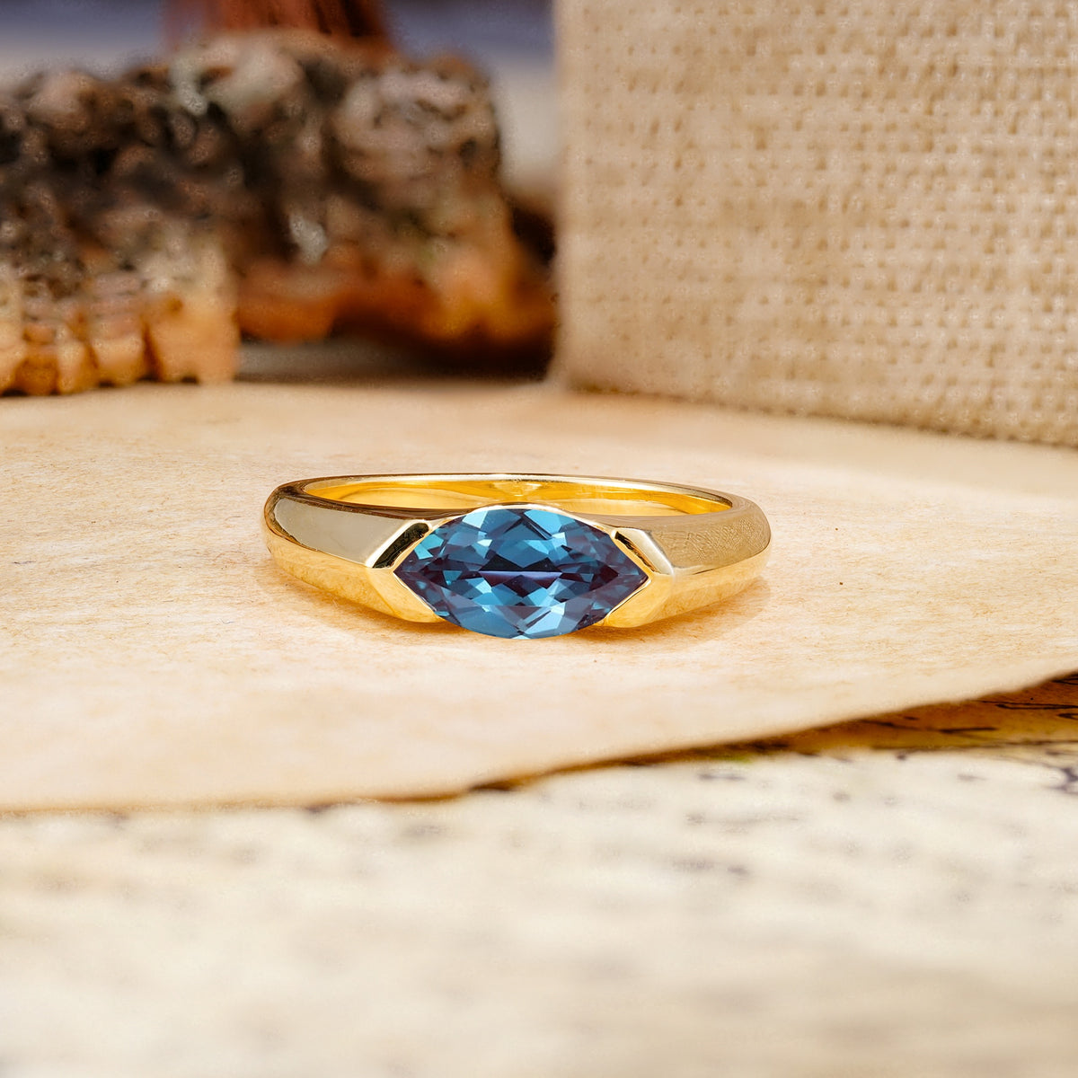Classic Unique 3-Prong Pear Cut Alexandrite Two stones Engagement Ring - Additional view