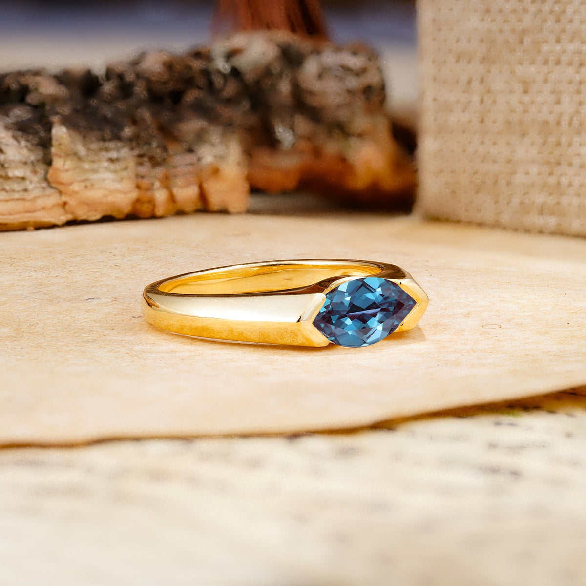 Classic Unique 3-Prong Pear Cut Alexandrite Two stones Engagement Ring - Additional view