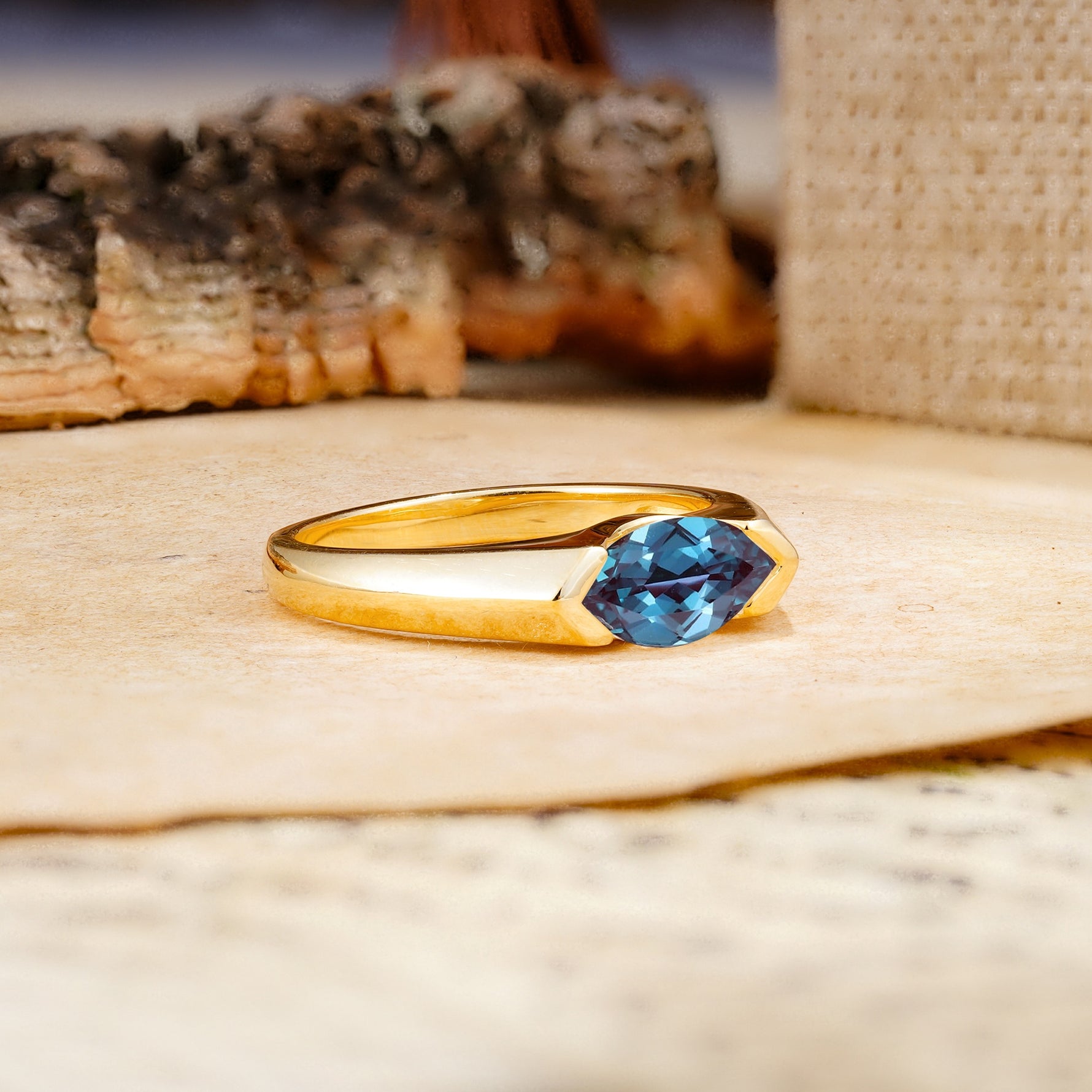 Classic Unique 3-Prong Pear Cut Alexandrite Two stones Engagement Ring - Additional view