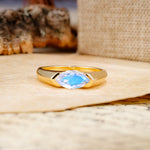 Classic Unique 3-Prong Pear Cut Moonstone Two stones Engagement Ring - Additional view