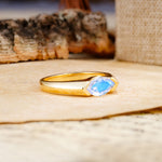 Classic Unique 3-Prong Pear Cut Moonstone Two stones Engagement Ring - Additional view