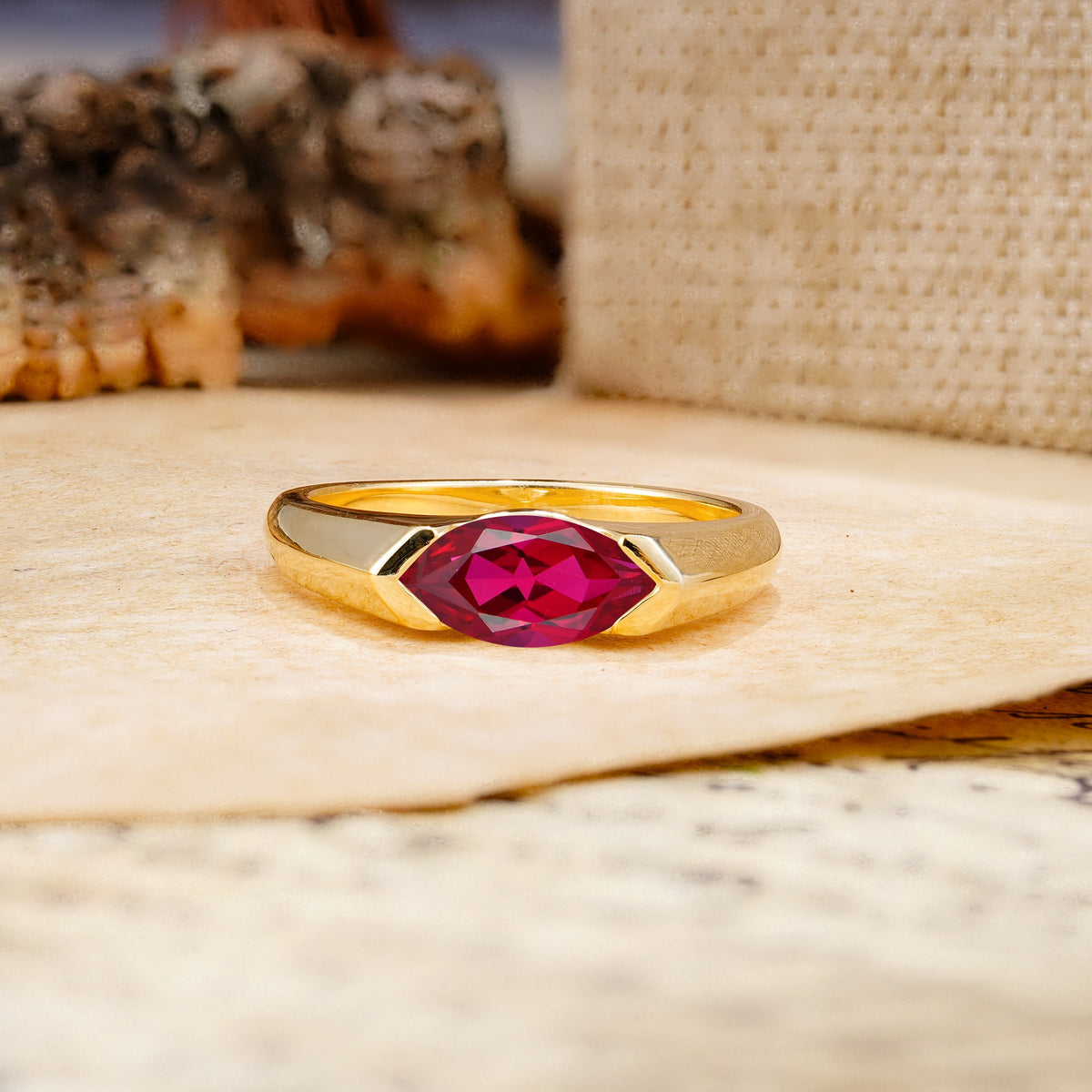 Classic Unique 3-Prong Pear Cut Ruby Two stones Engagement Ring - Additional view