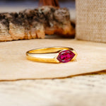 Classic Unique 3-Prong Pear Cut Ruby Two stones Engagement Ring - Additional view