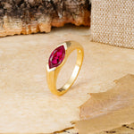 Classic Unique 3-Prong Pear Cut Ruby Two stones Engagement Ring - Additional view