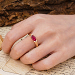 Classic Unique 3-Prong Pear Cut Ruby Two stones Engagement Ring - Additional view