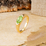 Classic Unique 3-Prong Pear Cut Peridot Two stones Engagement Ring - Additional view