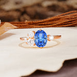 Classic And Unique Inlaid Marquise Cut Sapphire Engagement Ring - Additional view