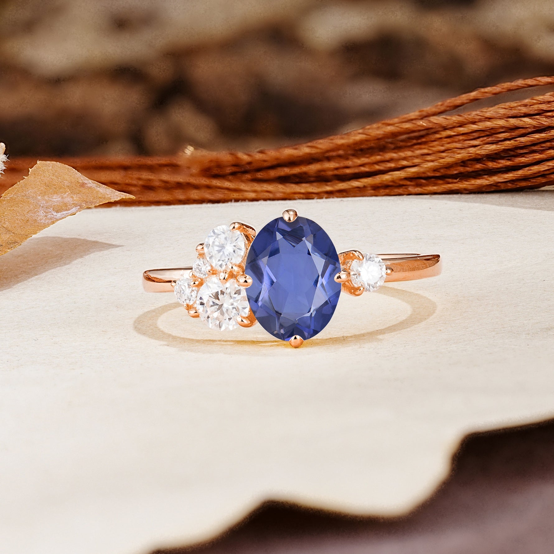 Classic And Unique Inlaid Marquise Cut Tanzanite Engagement Ring - Additional view