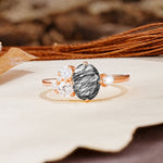 Classic And Unique Inlaid Marquise Cut Black Rutilated Quartz Engagement Ring - Additional view