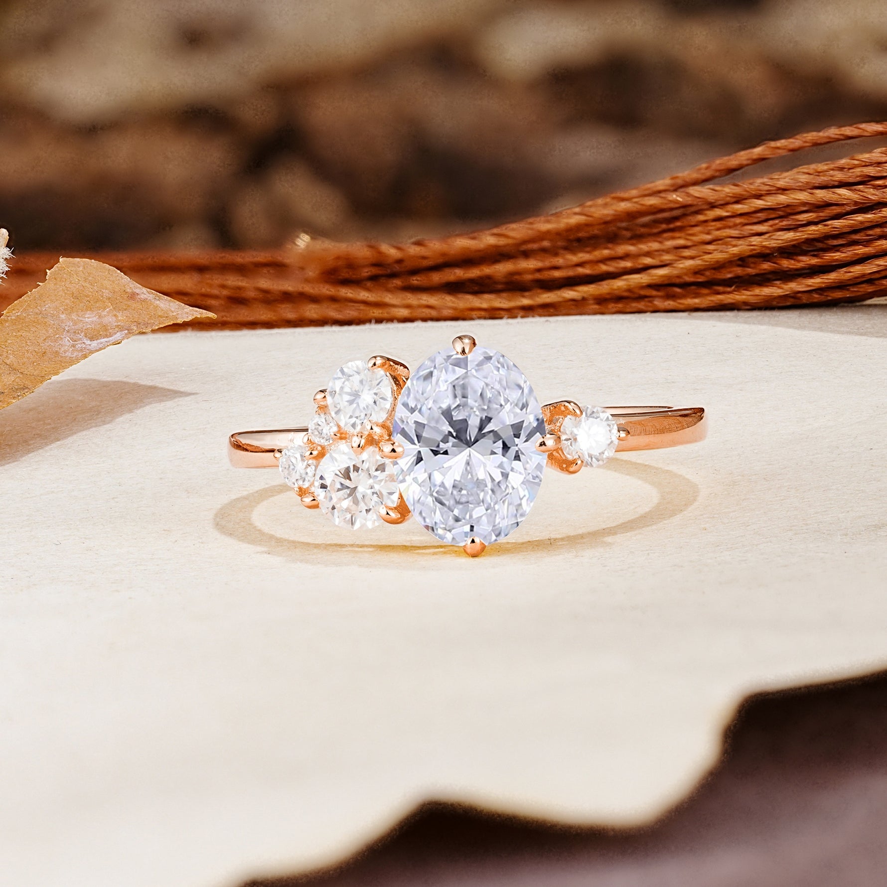 Classic And Unique Inlaid Marquise Cut Lab Diamond Engagement Ring - Additional view