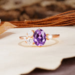 Classic And Unique Inlaid Marquise Cut Amethyst Engagement Ring - Additional view
