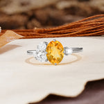 Classic And Unique Inlaid Marquise Cut Citrine Engagement Ring - Additional view