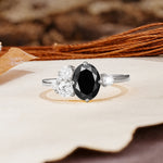 Classic And Unique Inlaid Marquise Cut Black Onyx Engagement Ring - Additional view