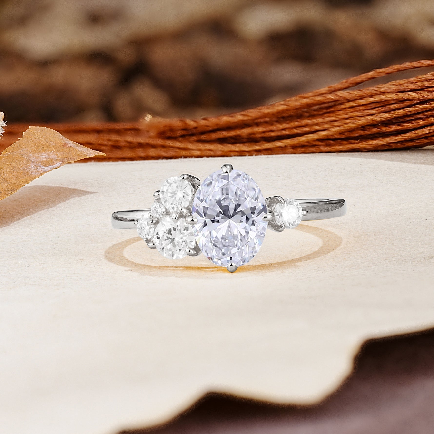 Classic And Unique Inlaid Marquise Cut Lab Diamond Engagement Ring - Additional view