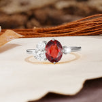 Classic And Unique Inlaid Marquise Cut Garnet Engagement Ring - Additional view