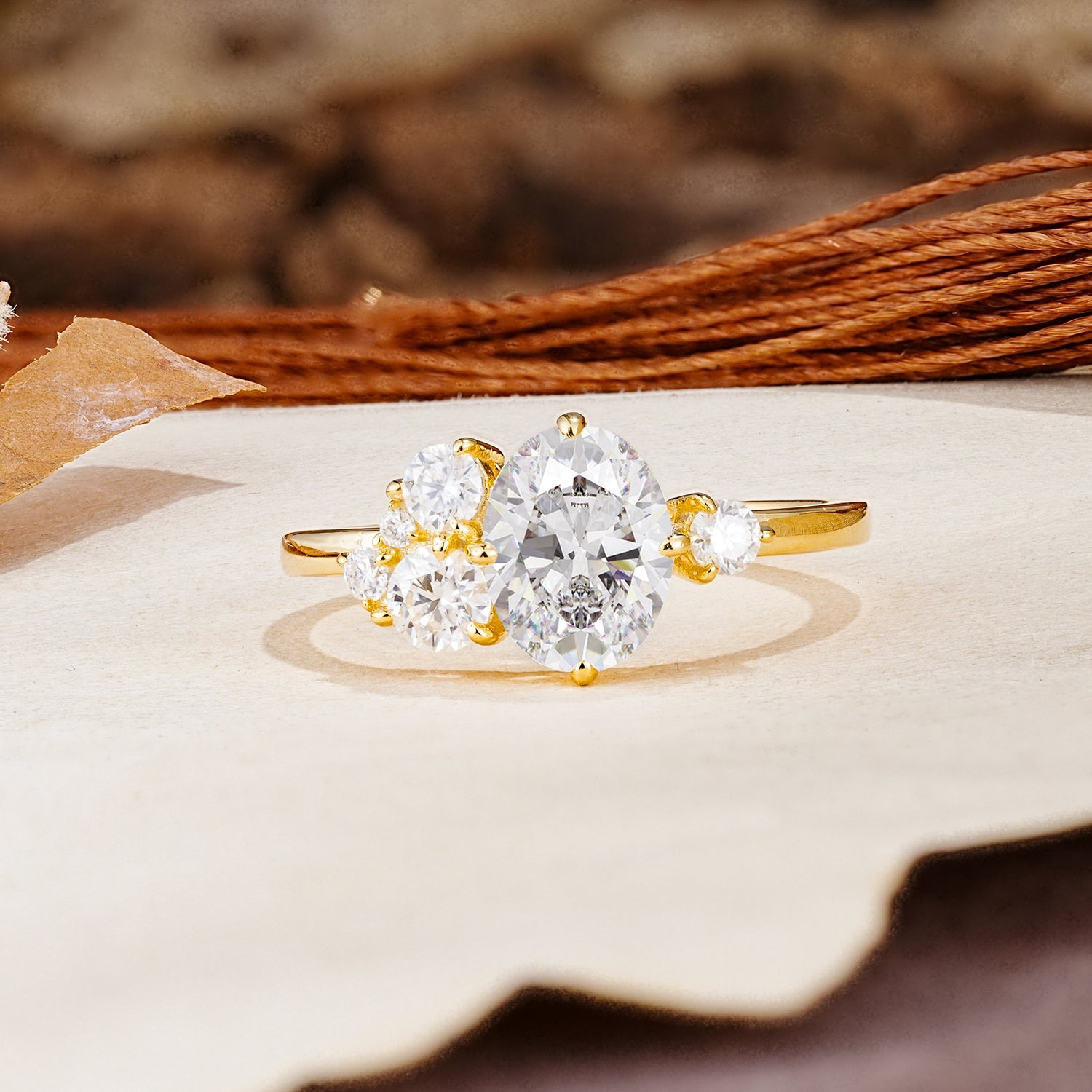 Classic And Unique Inlaid Marquise Cut Moissanite Engagement Ring - Additional view