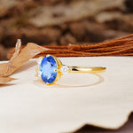 Classic And Unique Inlaid Marquise Cut Sapphire Engagement Ring - Additional view