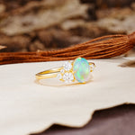 Classic And Unique Inlaid Marquise Cut Fire Opal Engagement Ring - Additional view