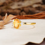 Classic And Unique Inlaid Marquise Cut Citrine Engagement Ring - Additional view