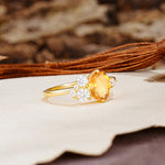 Classic And Unique Inlaid Marquise Cut Citrine Engagement Ring - Additional view