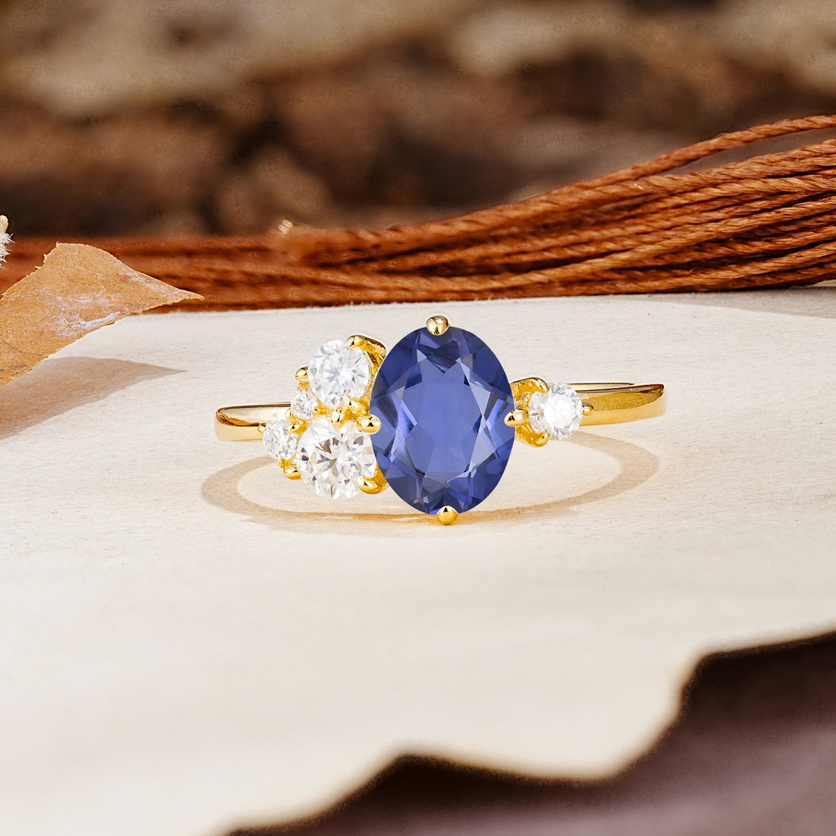 Classic And Unique Inlaid Marquise Cut Tanzanite Engagement Ring - Additional view