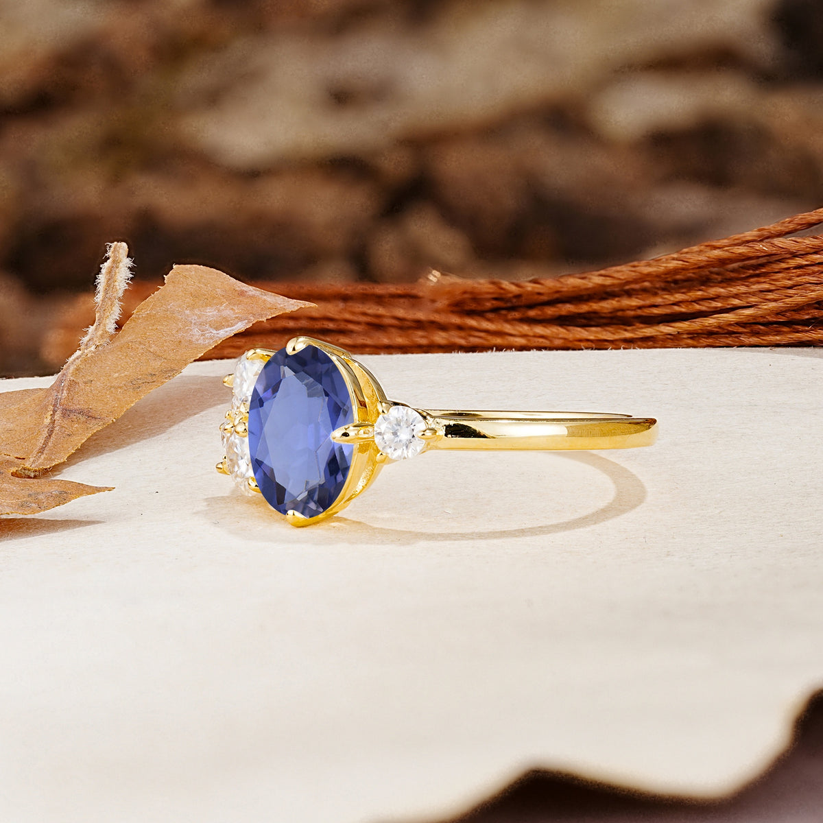 Classic And Unique Inlaid Marquise Cut Tanzanite Engagement Ring - Additional view