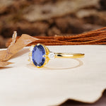 Classic And Unique Inlaid Marquise Cut Tanzanite Engagement Ring - Additional view